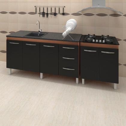 Imagem de Balcao Pia 150cm E Cooktop 4 Bocas Savana Preto Mobbs Savana Preto
