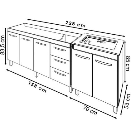 Imagem de Balcao Pia 160cm E Cooktop 5 Bocas Savana Off White Mobbs Savana Off White