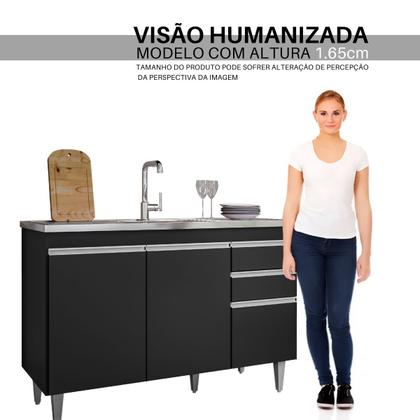 Imagem de Balcao Pia Gabinete Cozinha 120cm Sem Tampo 3 Portas 2 Gavetas