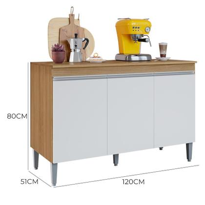 Imagem de Balcão Pia Manu 120cm com Tampo MDP - AJL Móveis