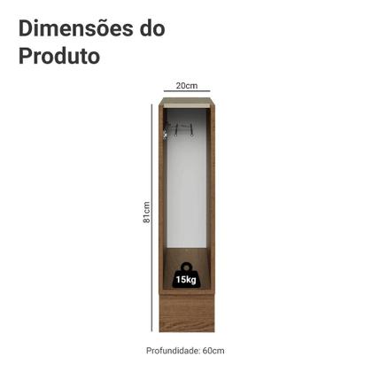Imagem de Balcão Porta-Pano Madesa para Cozinhas Lux, Glamy e Stella 20 x 60 cm (Sem Tampo) - Rustic