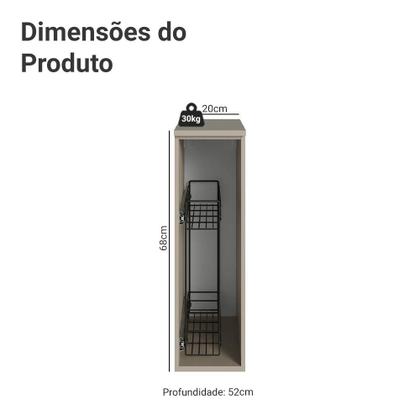 Imagem de Balcão Porta-Temperos 20 cm Suspenso Crema Nice Madesa
