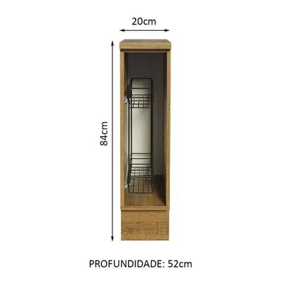 Imagem de Balcão Porta-Temperos Madesa para Cozinha Glamy, Agata e Stella 20 cm (Com Tampo) - Rustic