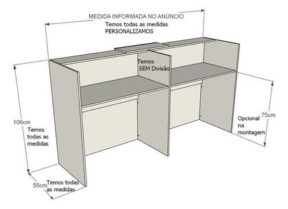 Imagem de Balcão Recepção 206cm Branco - Linha Premium - Modelo 1.1