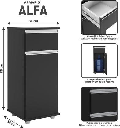 Imagem de Balcão Suporte Para Bebedouro Multiuso Cozinha 1 Gaveta 1 Porta 3 Cores