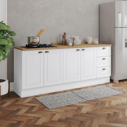 Imagem de Balcao Tampo 120cm Balcao Cooktop 80cm Americana Branco Nature Henn