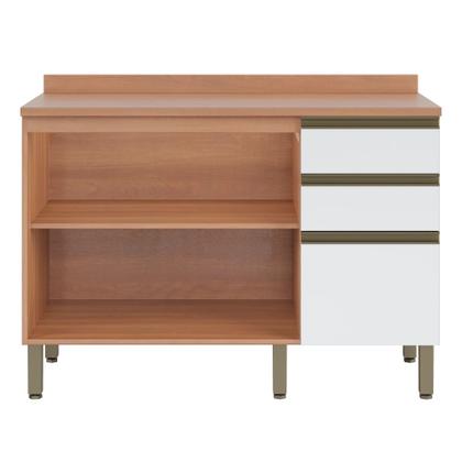 Imagem de Balcão Telasul Macadâmia 1200MM 2 Portas 3 Gavetas Freijó e Branco