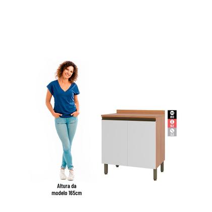 Imagem de Balcão Telasul Macadâmia 800MM Com Tampo 2 Portas Freijó e Branco
