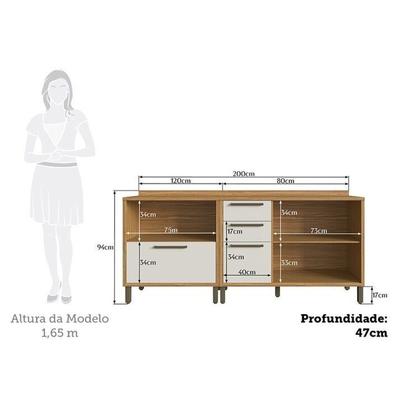 Imagem de Balcões de Cozinha 100% Mdf 3 Portas Basculantes 4 Gavetas e Tampos 200cm Vicenza Espresso Móveis