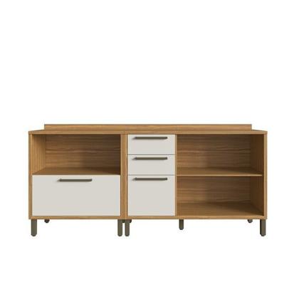 Imagem de Balcões de Cozinha 100% Mdf 3 Portas Basculantes 4 Gavetas e Tampos 200cm Vicenza Espresso Móveis