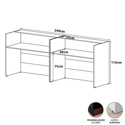 Imagem de Balcões para Recepção Atendimento Escritório 240 cm F5