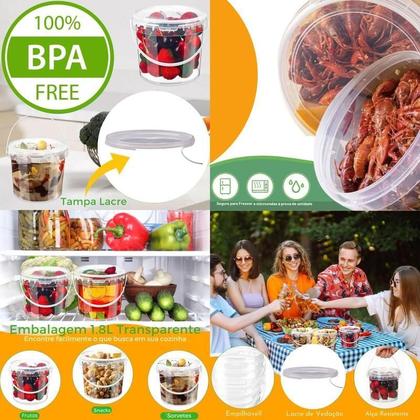 Imagem de Balde 1.8 Litros Para Cozinha Com Alça 5 Pçs