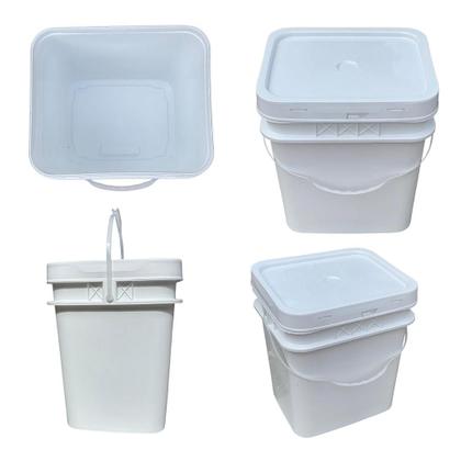 Imagem de Balde 16 Litros Retangular com Tampa Lacre e Alça Plástica - 12 Peças