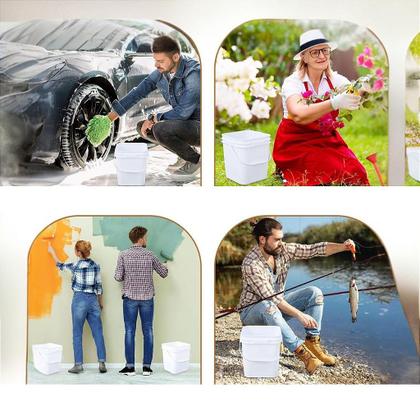 Imagem de Balde 16 Litros Retangular com Tampa Lacre e Alça Plástica - 12 Peças