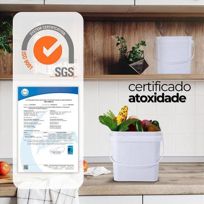 Imagem de Balde 16 Litros Retangular com Tampa Lacre e Alça Plástica - 12 Peças