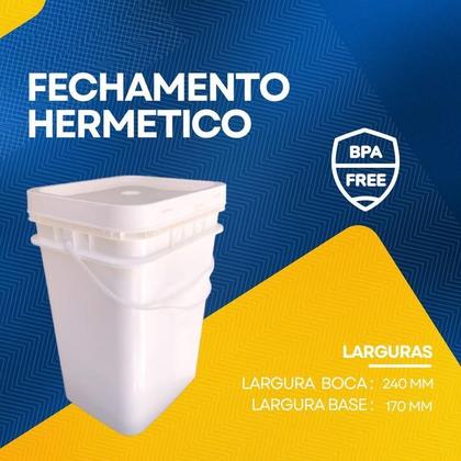 Imagem de Balde 20L Retang Culinário Tampa Removível Kit 4 Pçs