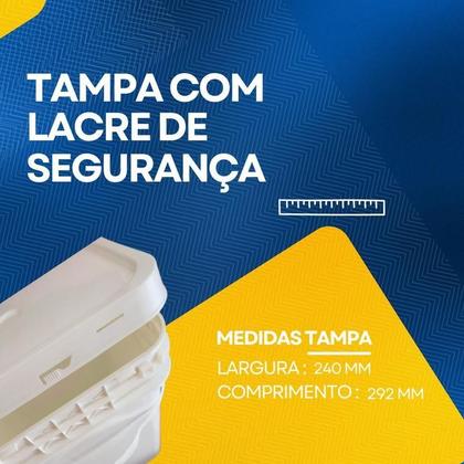 Imagem de Balde 20L Retangular Tampa Lacre Fácil De Fechar Kit 4 Pçs