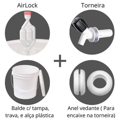 Imagem de Balde 22 Litros Fermentador Torneira Airlock Completo Fermentar Bebibdas Geral 