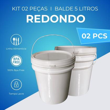 Imagem de Balde 5L Branco Revestido 2 Pçs