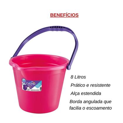Imagem de Balde 8 Litros - Borda Angulada e Alça Alongada - Casamia