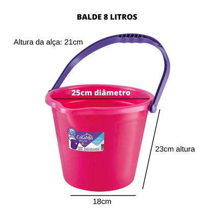 Imagem de Balde 8 Litros - Borda Angulada e Alça Alongada - Casamia