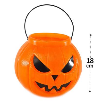 Imagem de Balde Abóbora Grande Decoração Halloween Cesto 18cm - LEPLASTIC