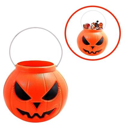 Imagem de Balde Abóbora Grande Decoração Halloween Cesto 18cm - LEPLASTIC