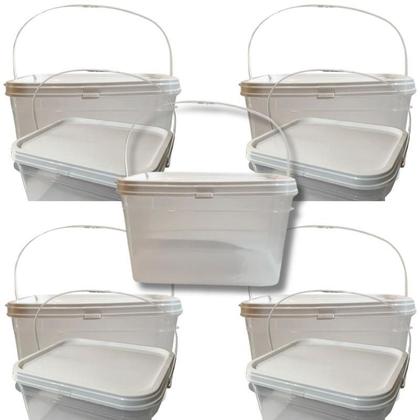 Imagem de Balde Alça Plastica Para Queijo Transparente 2.4L 05 Pçs