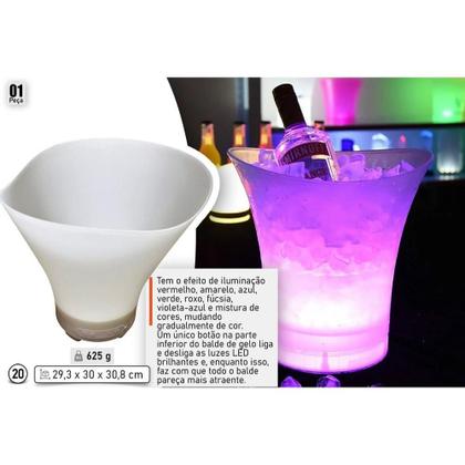 Imagem de Balde Bebidas Led Caixa Som Integrada Portatil Festas Lazer Design Moderno Casa Comércio Balada Eventos Presente