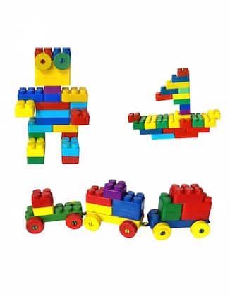 Imagem de Balde Blocos de Montar Block 50 Peças Educativo Infantil Lego Peças Grandes