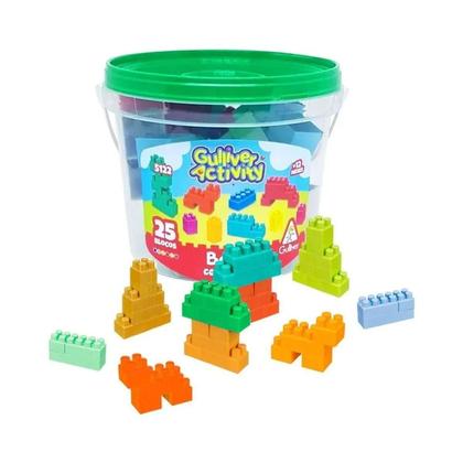 Imagem de Balde Blocos de Montar Colorido 25 pçs Gulliver Cód. 5122
