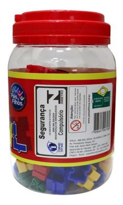 Imagem de Balde Blocos Educativo Montar 100 Peças Mont Fácil Brinquedo