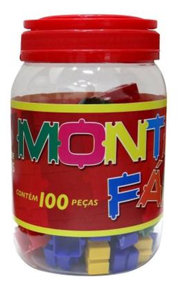 Imagem de Balde Blocos Educativo Montar 100 Peças Mont Fácil Brinquedo