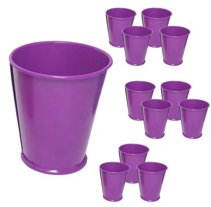 Imagem de Balde Cachepot de Metal Para Mesa Festa Evento 15 Anos Mini Roxo Kit Com 24