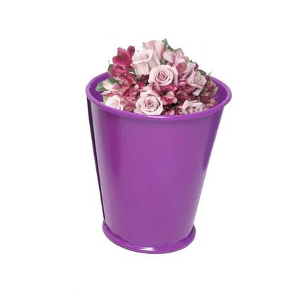 Imagem de Balde Cachepot de Metal Para Mesa Festa Evento 15 Anos Mini Roxo Kit Com 24