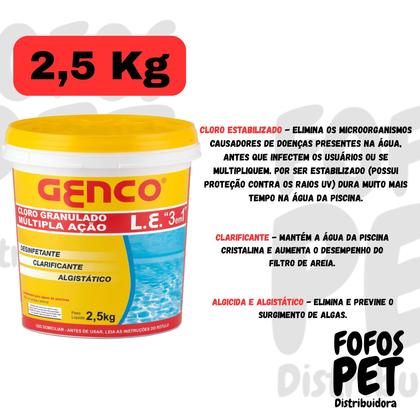 Imagem de Balde cloro genco 3 em 1 multipla ação l.e piscina 2,5 kg
