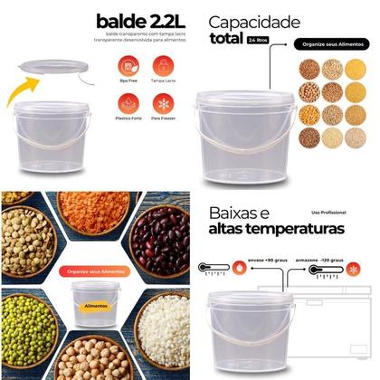Imagem de Balde Compacto 2-2L Transparente - Kit 20 Pçs