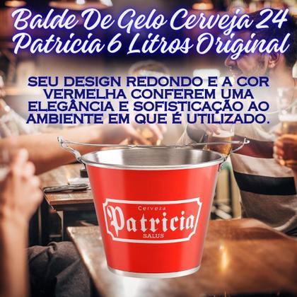 Imagem de Balde De Gelo Alumiart Falcao Balde De Gelo Cerveja 6l Patricia Com Design Patricia - Vermelho