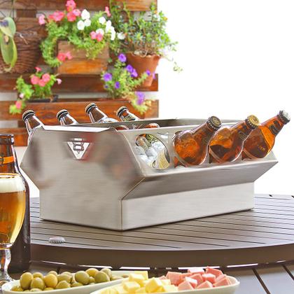 Imagem de Balde de Gelo - Cooler - Bloco Motor V8 - Inox Escovado