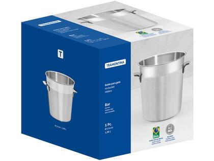 Imagem de Balde de Gelo Cosmos Tramontina em Aço Inox Fosco com Borda em Brilho 14 cm 1,8 L