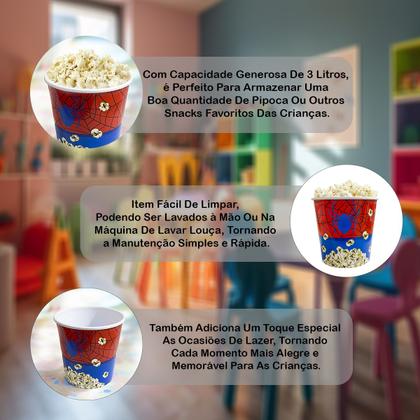 Imagem de Balde de Pipoca 3L Infantil Tema Animado Diversão Garantida