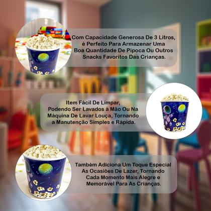 Imagem de Balde de Pipoca 3L Temático Infantil Desenhos Preferidos das Crianças