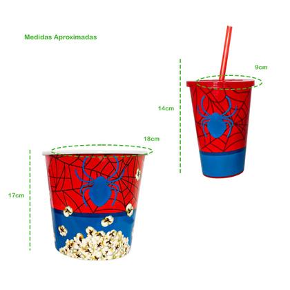 Imagem de Balde De Pipoca Kit Com Copo Desenhos Decorativos Divertido Personalizado Infantil Cinema Séries