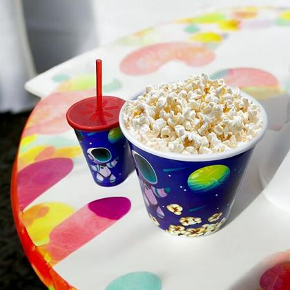Imagem de Balde De Pipoca Kit Com Copo Desenhos Decorativos Divertido Personalizado Infantil Cinema Séries