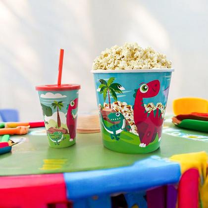 Imagem de Balde De Pipoca Kit Com Copo Desenhos Decorativos Divertido Personalizado Infantil Cinema Séries