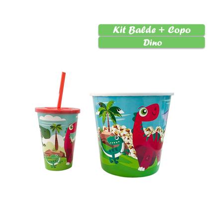 Imagem de Balde De Pipoca Kit Com Copo Desenhos Decorativos Divertido Personalizado Infantil Cinema Séries