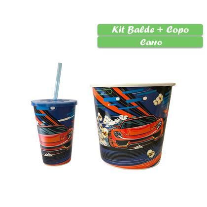 Imagem de Balde De Pipoca Kit Com Copo Desenhos Decorativos Divertido Personalizado Infantil Cinema Séries