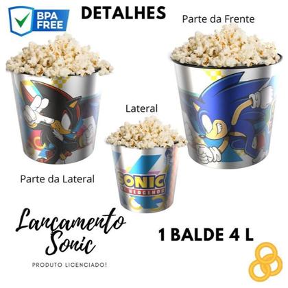 Imagem de Balde De Pipoca Licenciado Sonic Filme Combo Sonic 3
