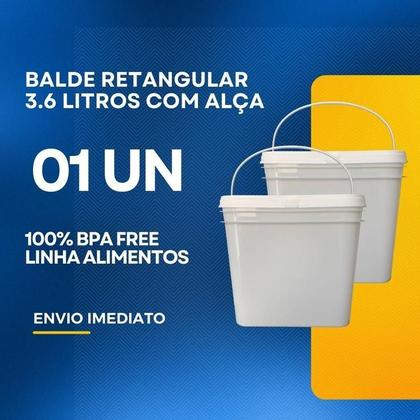 Imagem de Balde De Plástico Alimentício Retangular 3L