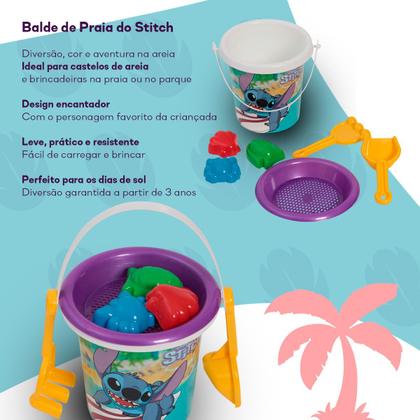 Imagem de Balde de Praia do Stitch Infantil Colorido com 7 peças